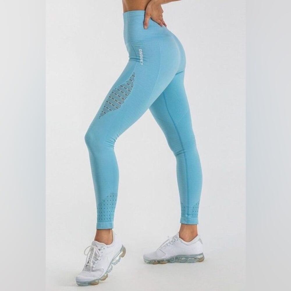 Gymshark Energy Seamless Blue Leggings‎ Size Small MSRP $54